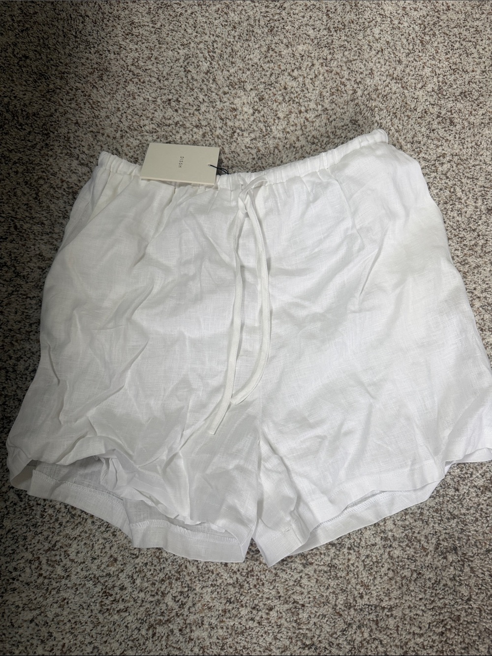 DISSH White Drawstring Linen-Blend Athletic Shorts